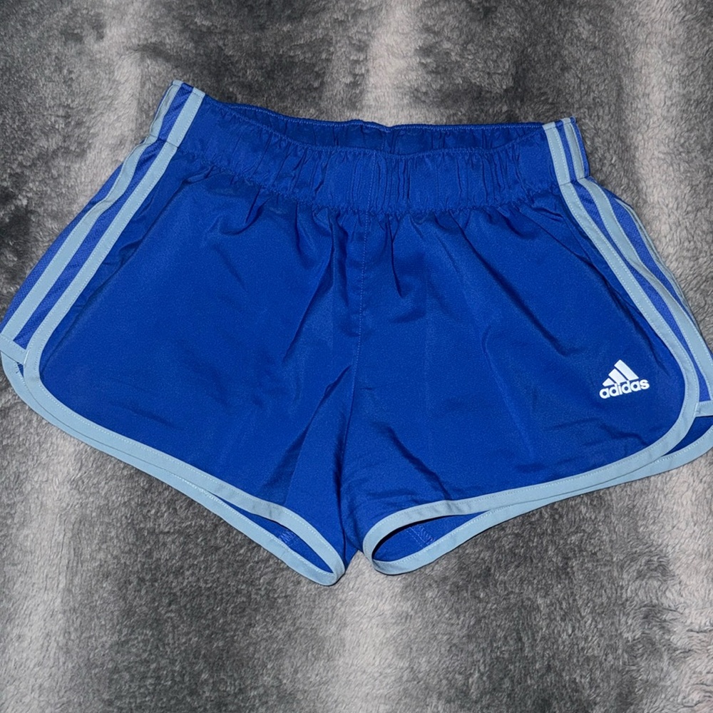 Size S Adidas Womens Running Shorts, Vibrant Blue & Light Blue